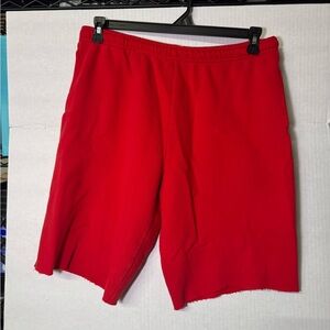 Athletic Works Red Fleece Sweat Shorts Men’s Large 36-38 Raw Hem